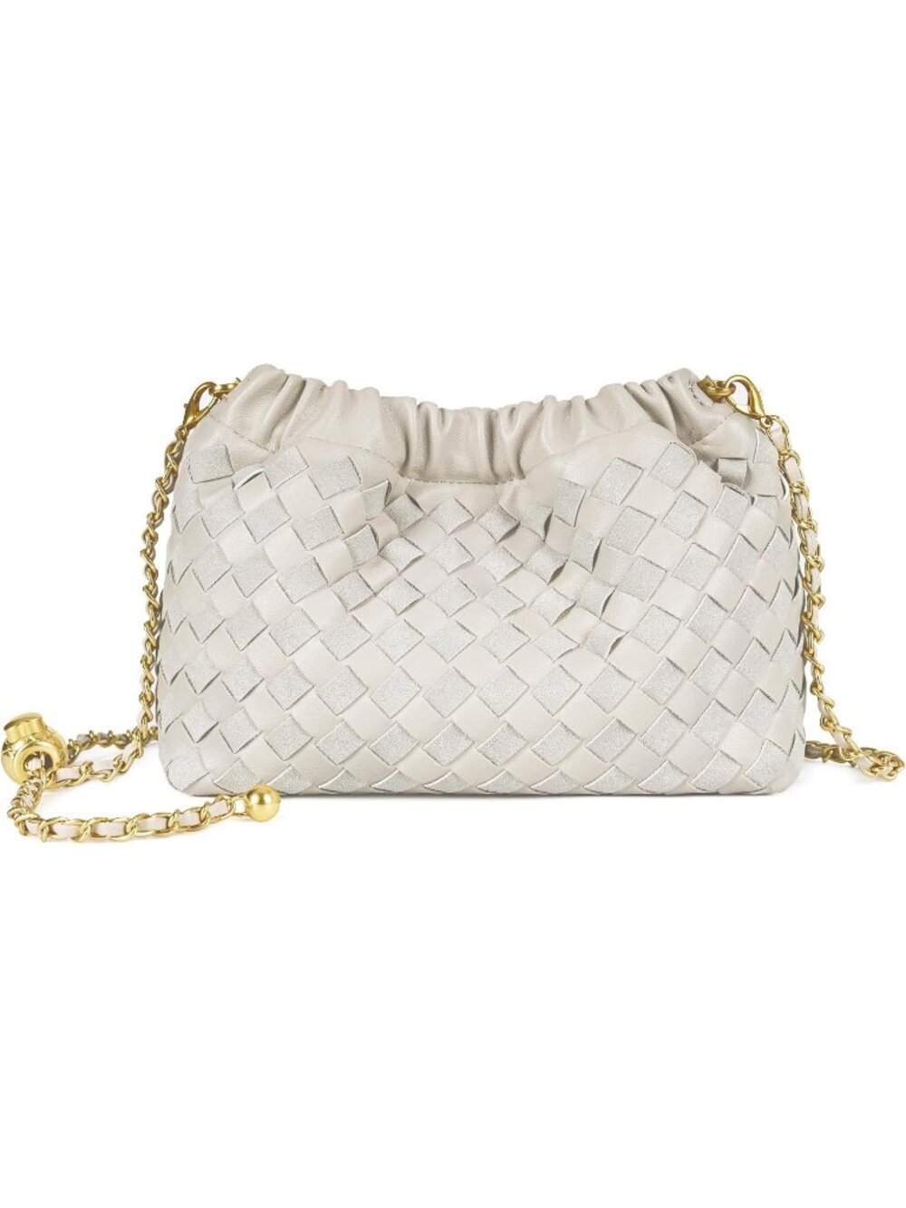 👜 Women's Beige Faux Leather Crossbody Bag Trendy Dumpling Evening Purse